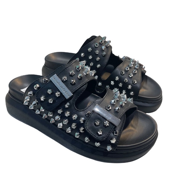 Alexander McQueen Shoes - NWT Alexander McQueen Slides Sandals Sulla Gomma Silver Spikes